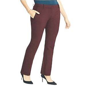 NEW Ann Taylor Burgundy 0P Curvy Fit Mid Rise Career‎ Straight Leg Trouser Pants